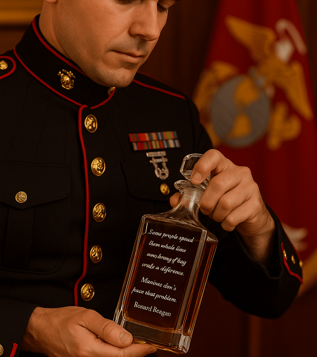 Unique Personalized Marine Retirement Decanter Customized Retirement Gifts for Men by Groovy Guy