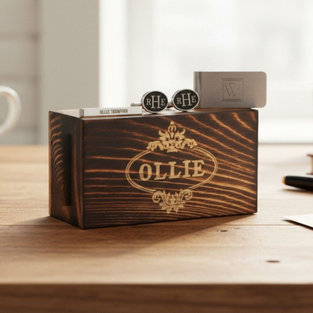 Personalized Cufflink &amp; Tie Clip Set