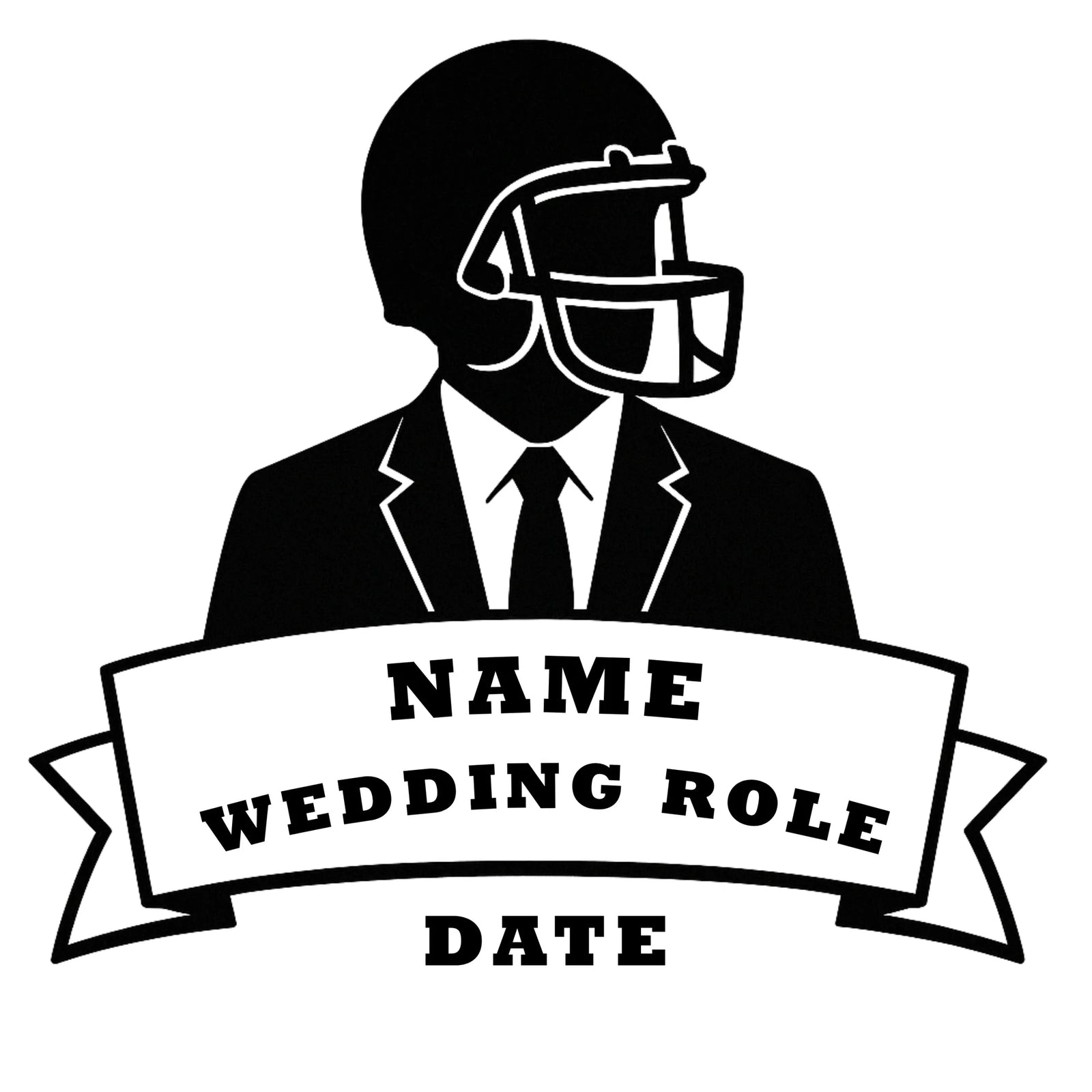 Personalized football tumbler with engraved name, groomsman role, and wedding date on faux leather wrap