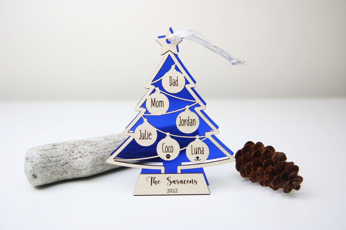 Unique Personalized Personalized Family Tree Christmas Ornaments Customized Holiday Ornaments Gifts for Men by Groovy Guy
