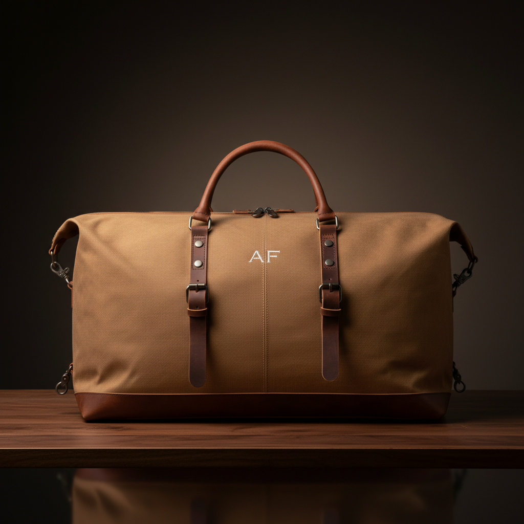 Monogrammed Waxed Canvas Travel Bag