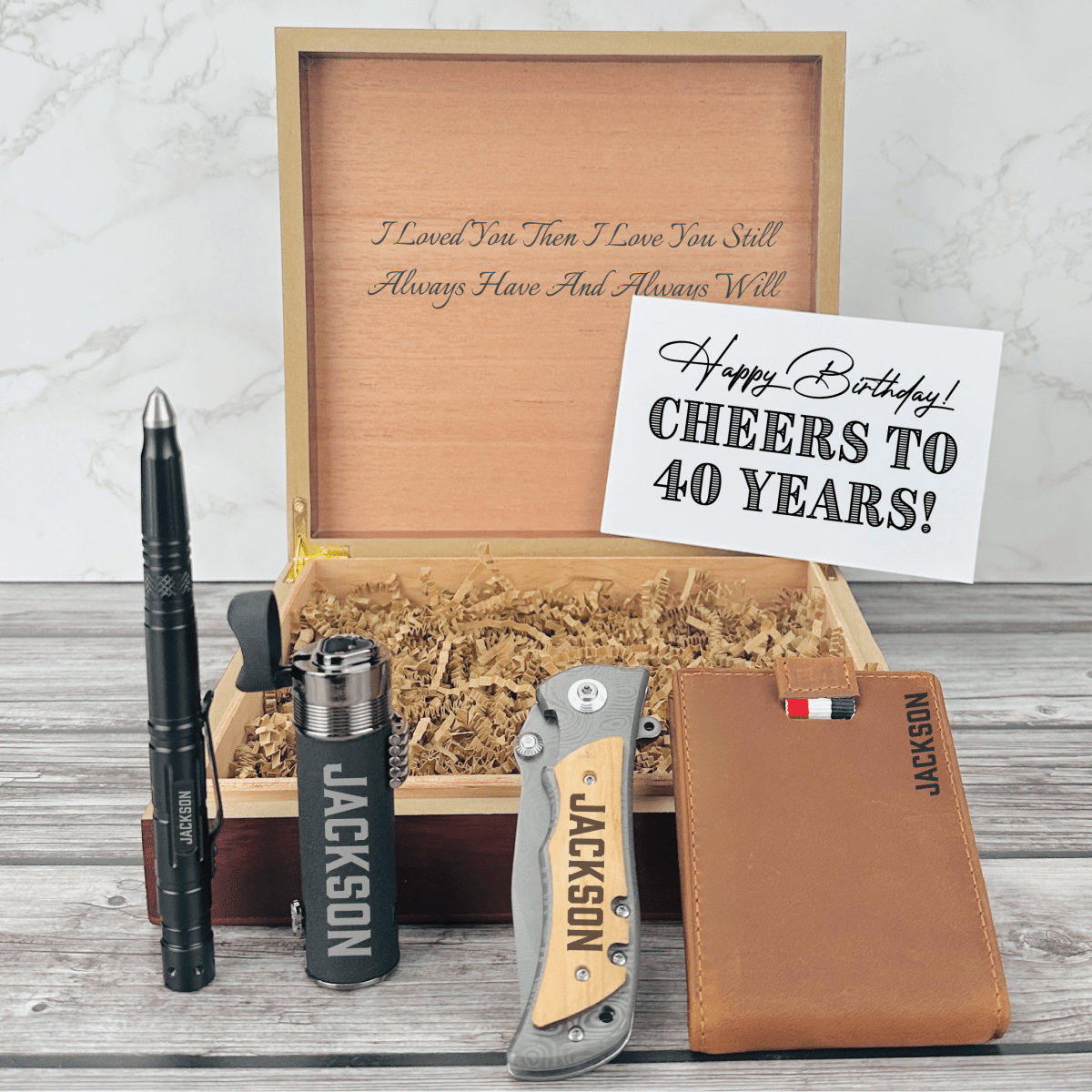 Unique Personalized Cheers to 40 Years Gift Set Customized Birthday Gifts for Men by Groovy Guy