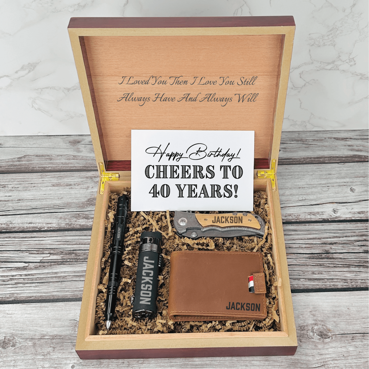 Unique Personalized Cheers to 40 Years Gift Set Customized Birthday Gifts for Men by Groovy Guy