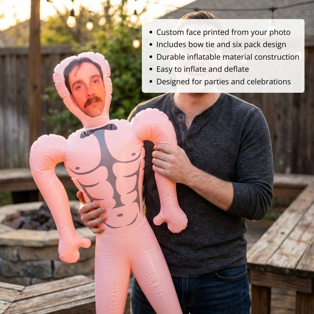 Custom Blow-Up Doll - Photo Groom Doll for Bachelorette Parties & Bridal Showers - Groovy Guy Gifts Custom Blow-Up Doll - Photo Groom Doll for Bachelorette Parties & Bridal Showers - Groovy Guy Gifts