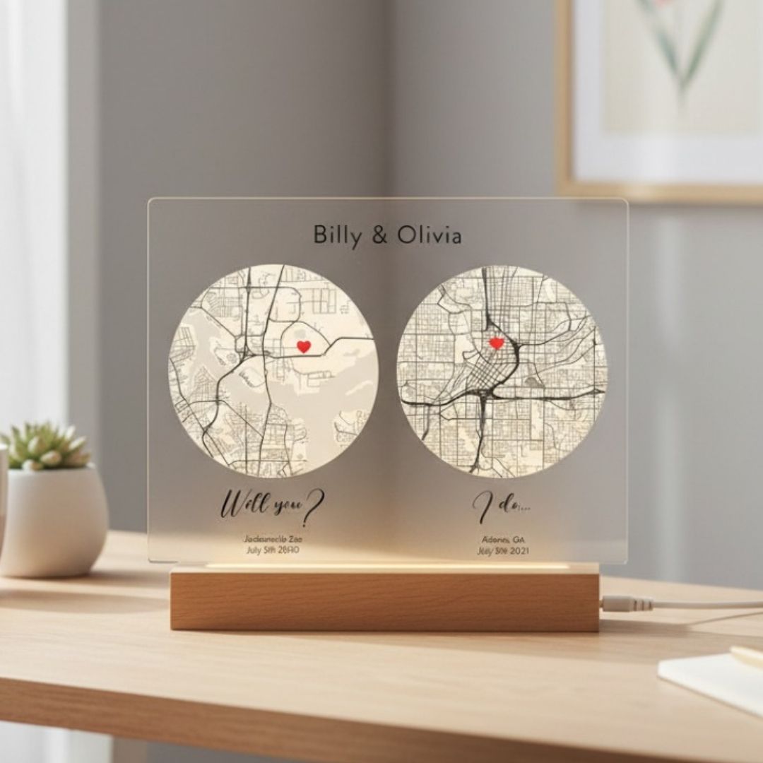 Romantic "First Date to I Do" Plaque