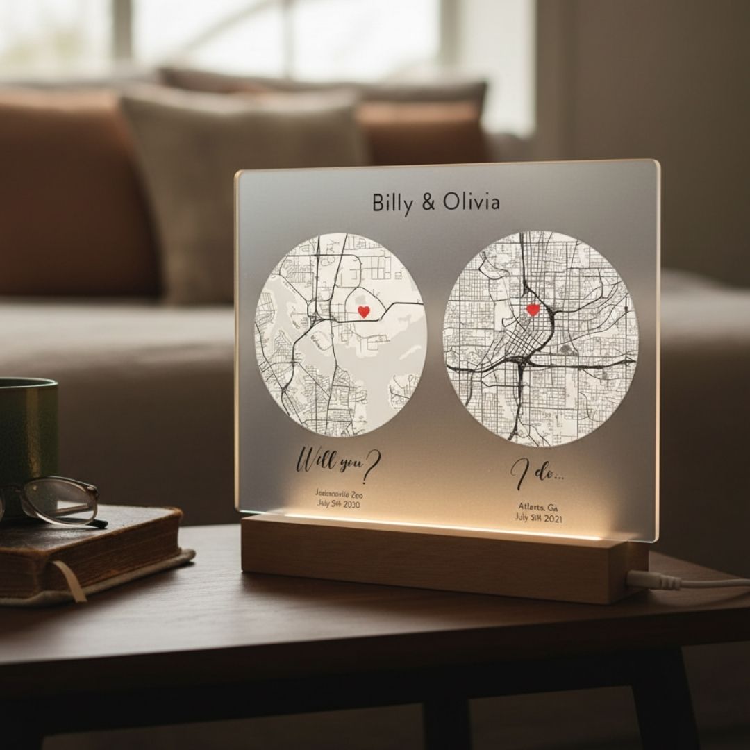Romantic "First Date to I Do" Plaque