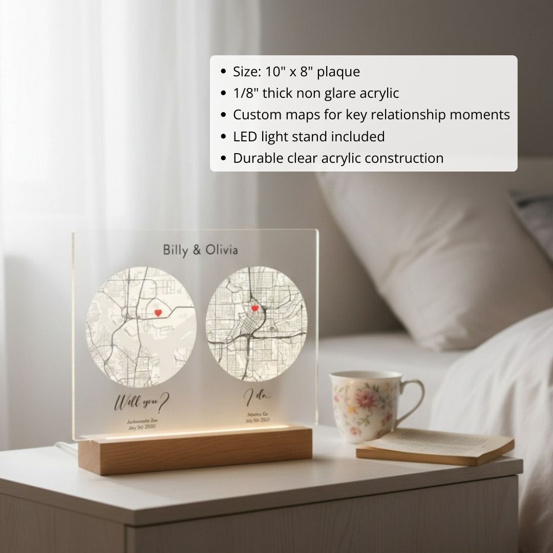 Romantic "First Date to I Do" Plaque