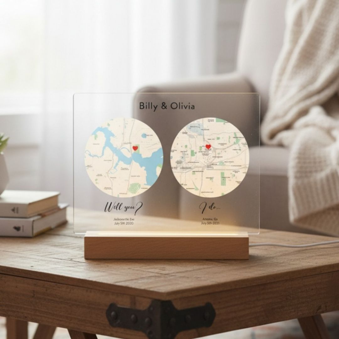 Romantic "First Date to I Do" Plaque