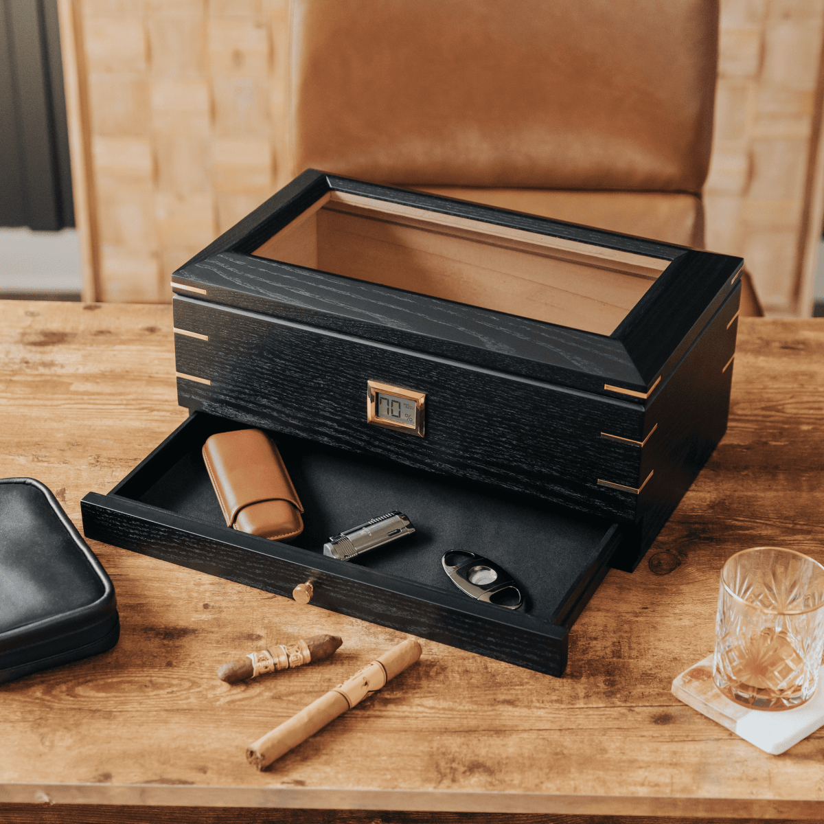 Unique Personalized Royal Glass Top Humidor Customized Humidor Gifts for Men by Groovy Guy