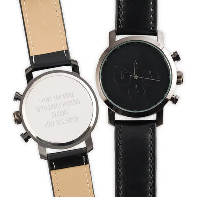 Personalized Men's Black Wristwatch