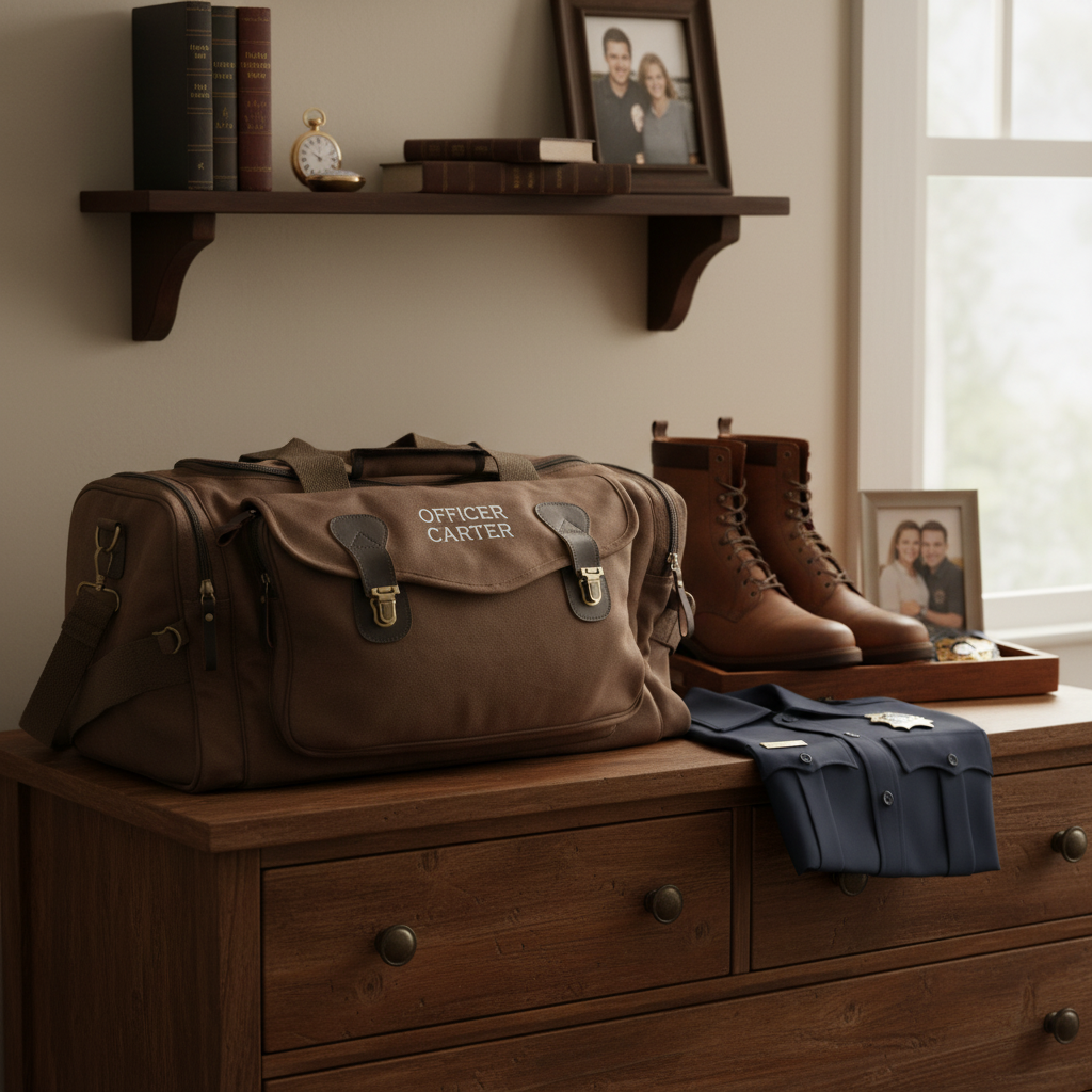 Embroidered Police Duffle Bag