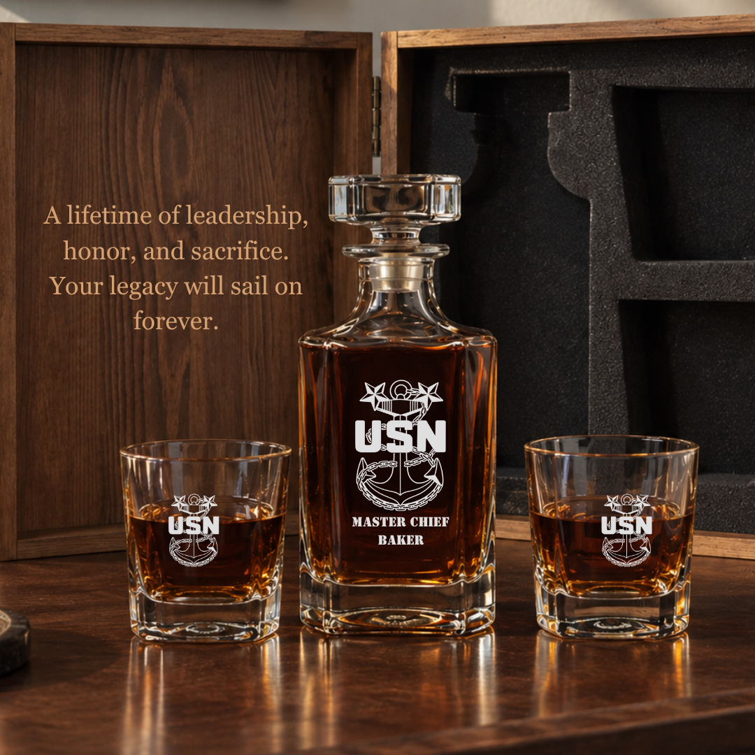 U.S. Navy Fouled Anchor Whiskey Decanter Set