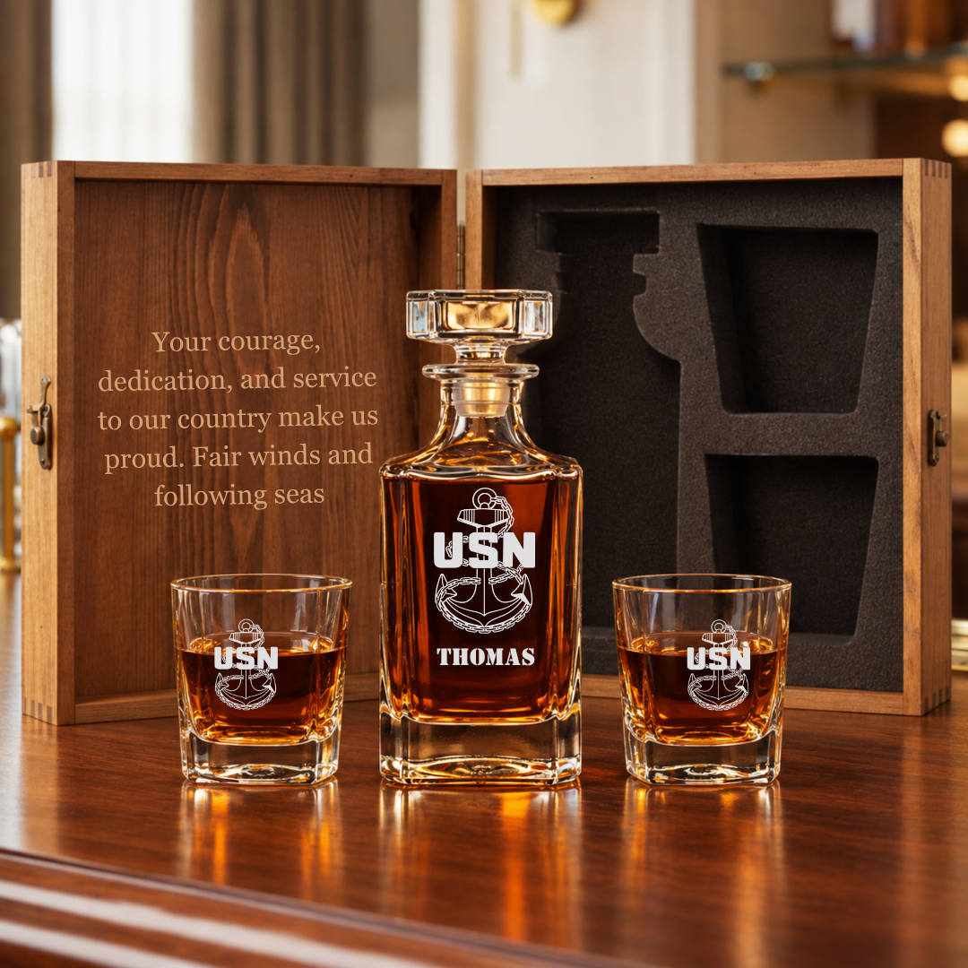U.S. Navy Fouled Anchor Whiskey Decanter Set