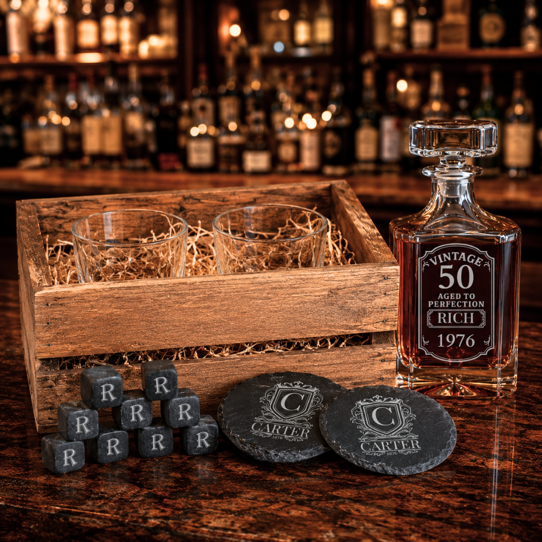 Vintage Reserve Birthday Whiskey Crate Set