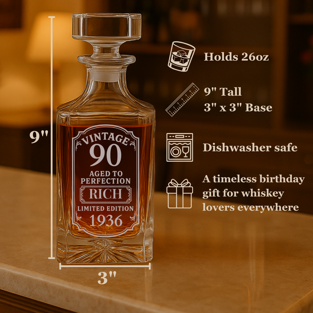 Vintage 90th Birthday Decanter