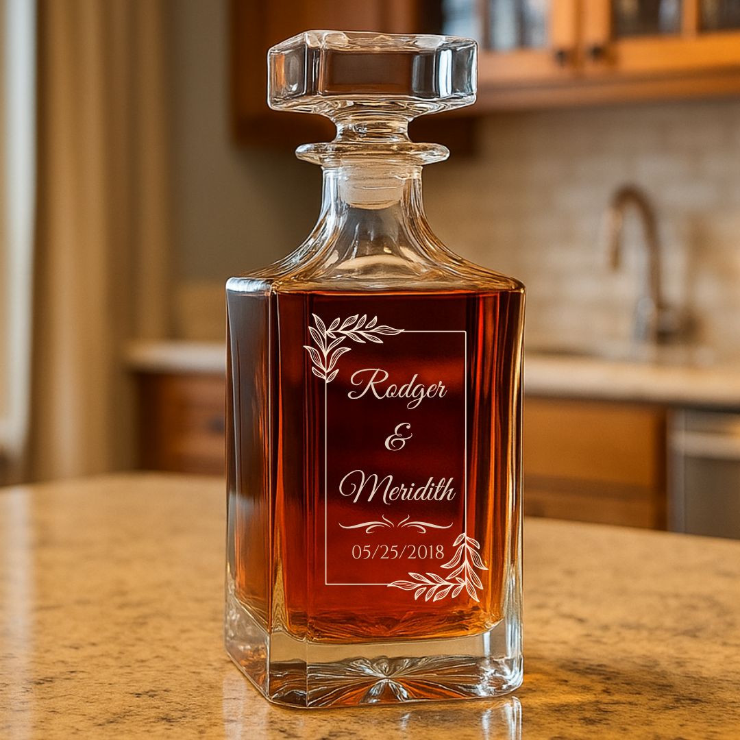 8th Anniversary Gift for Husband - Personalized Whiskey Decanter Set