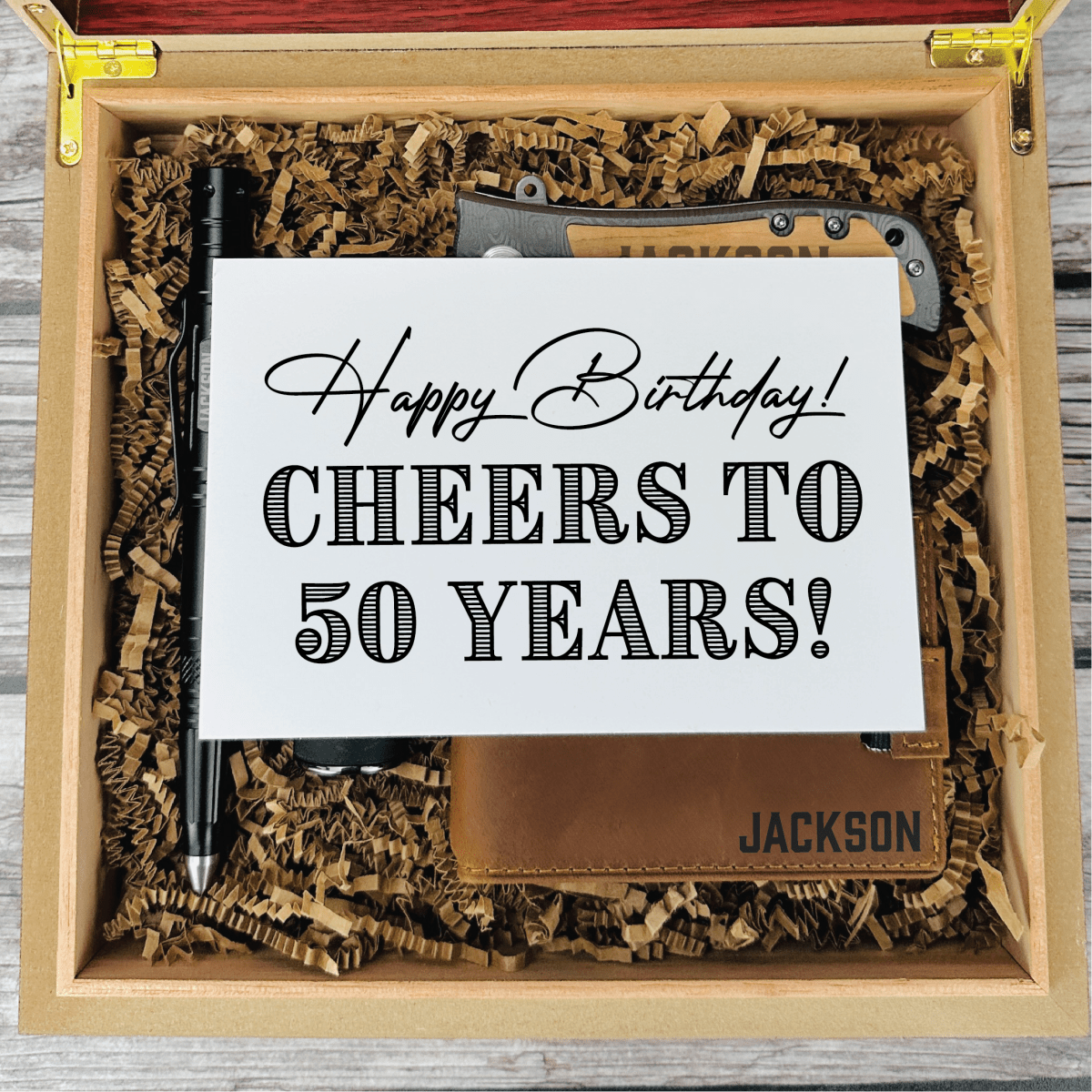 Unique Personalized Cheers to 50 Years Gift Set Customized Birthday Gifts for Men by Groovy Guy