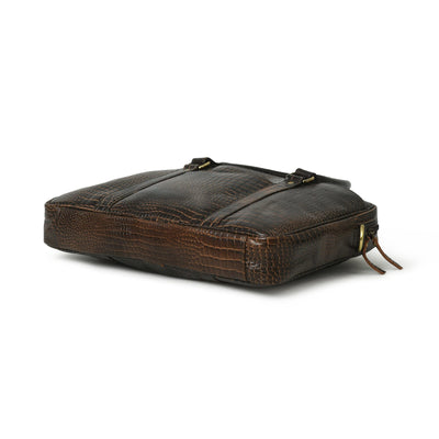 Croco Design Leather Briefcase 14"