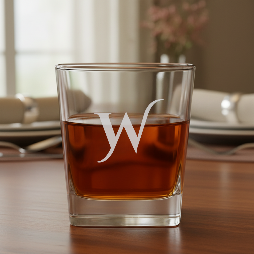 Initial Whiskey Glass