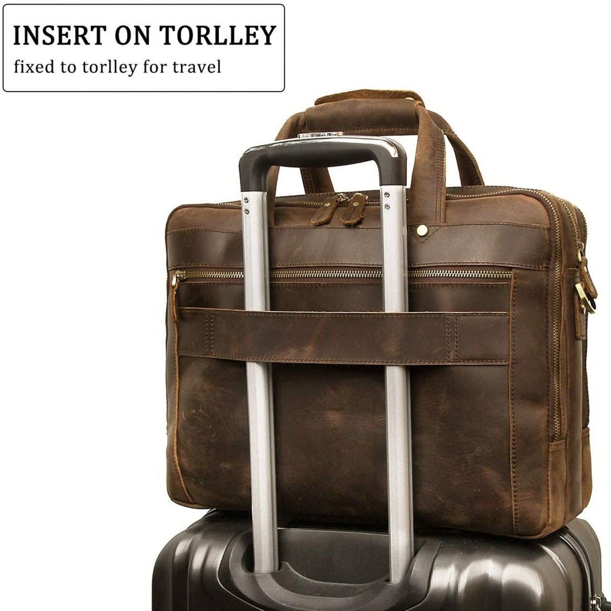 Unique Personalized Crazy Horse Leather Briefcase Customized Briefcases Gifts for Men by Groovy Guy