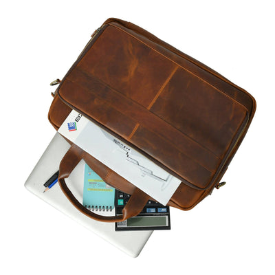 Clifford Laptop Briefcase- Brown
