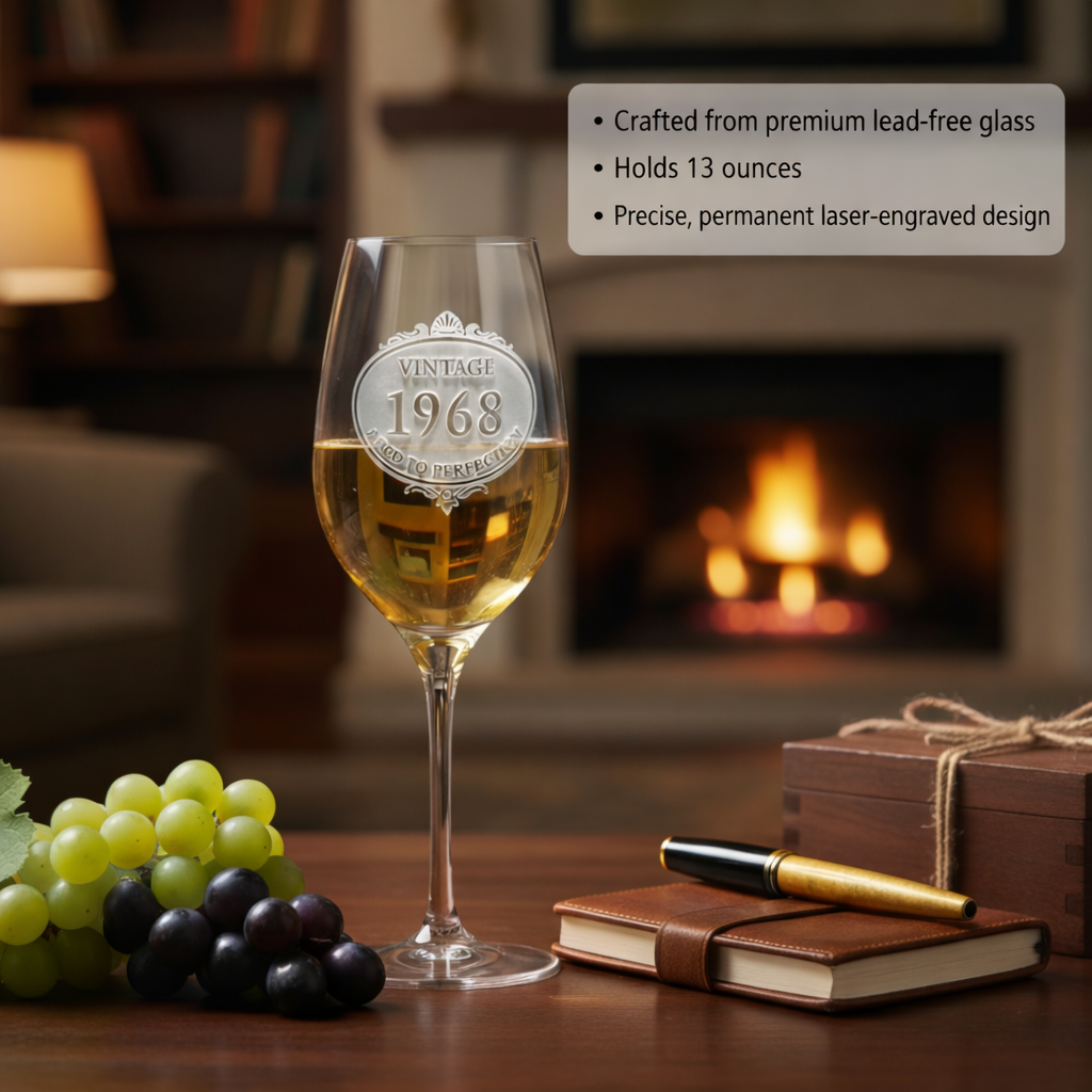 Vintage Year Birthday Crystal Wine Glass