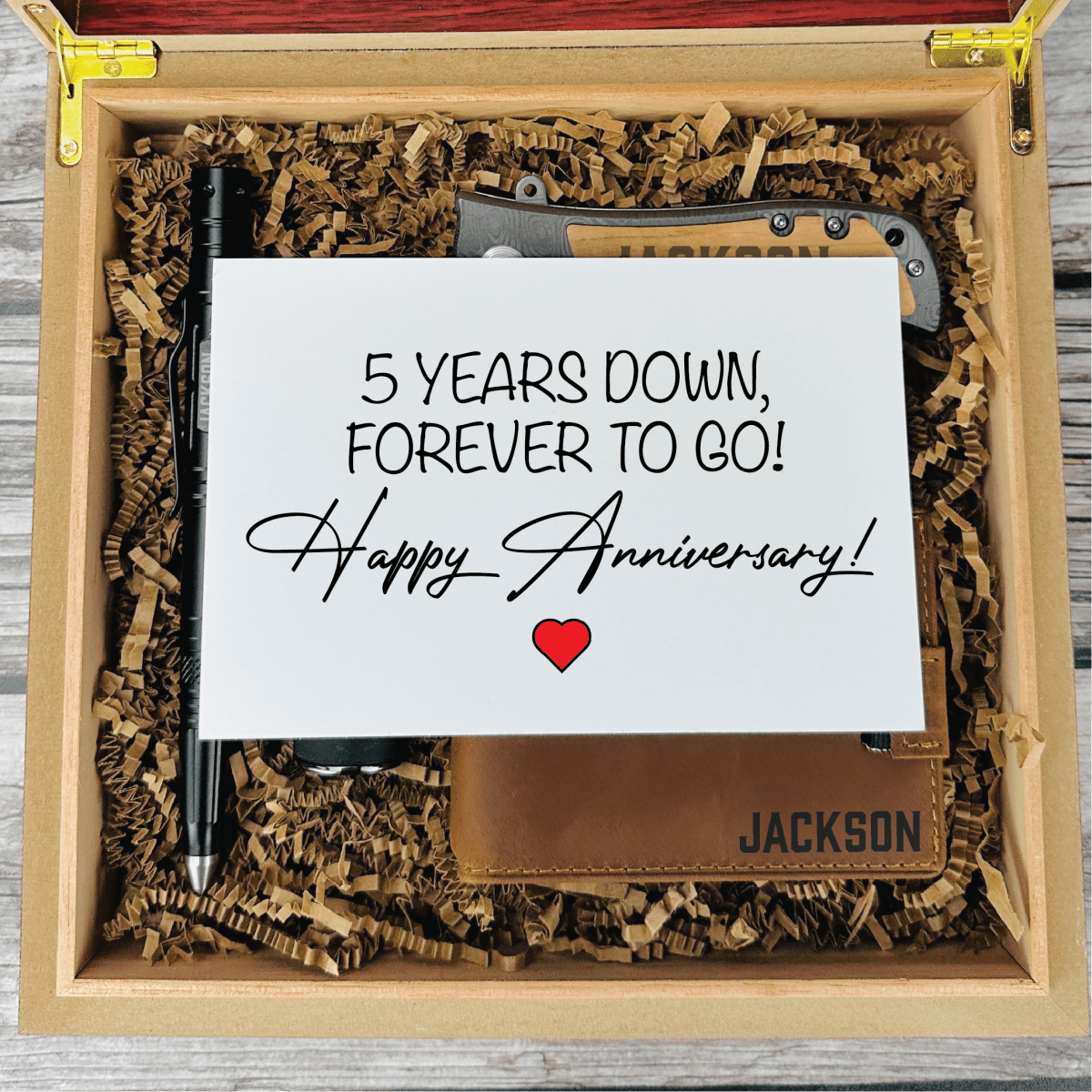 Unique Personalized Five - Year Milestone Memory Box Customized Anniversary Gifts for Men by Groovy Guy