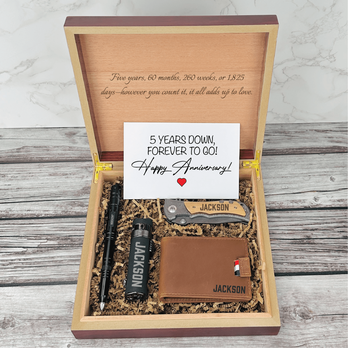 Unique Personalized Five - Year Milestone Memory Box Customized Anniversary Gifts for Men by Groovy Guy