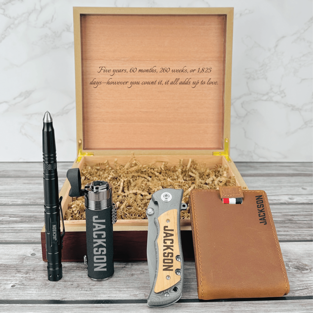 Unique Personalized Five - Year Milestone Memory Box Customized Anniversary Gifts for Men by Groovy Guy