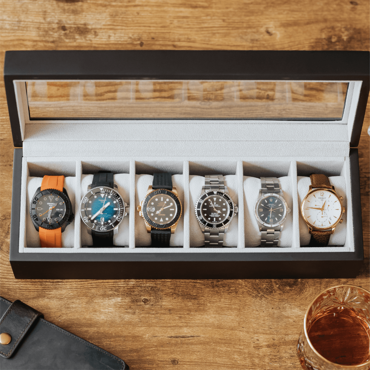 Unique Personalized Solid Wood Watch Box - 6 Slot Customized watch box Gifts for Men by Groovy Guy