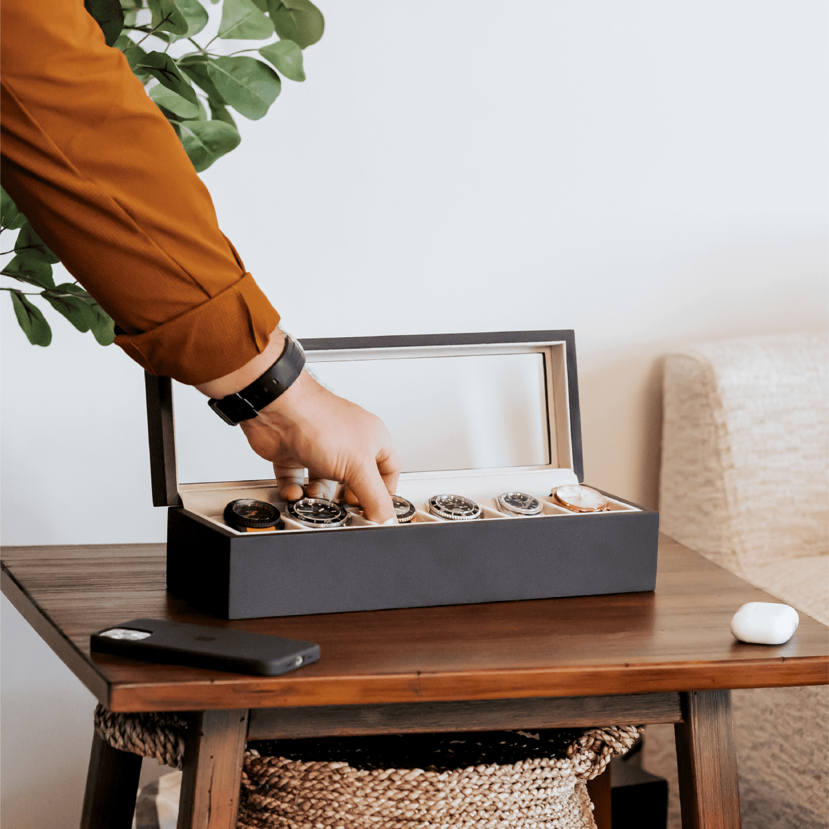 Solid Wood Watch Box - 6 Slot