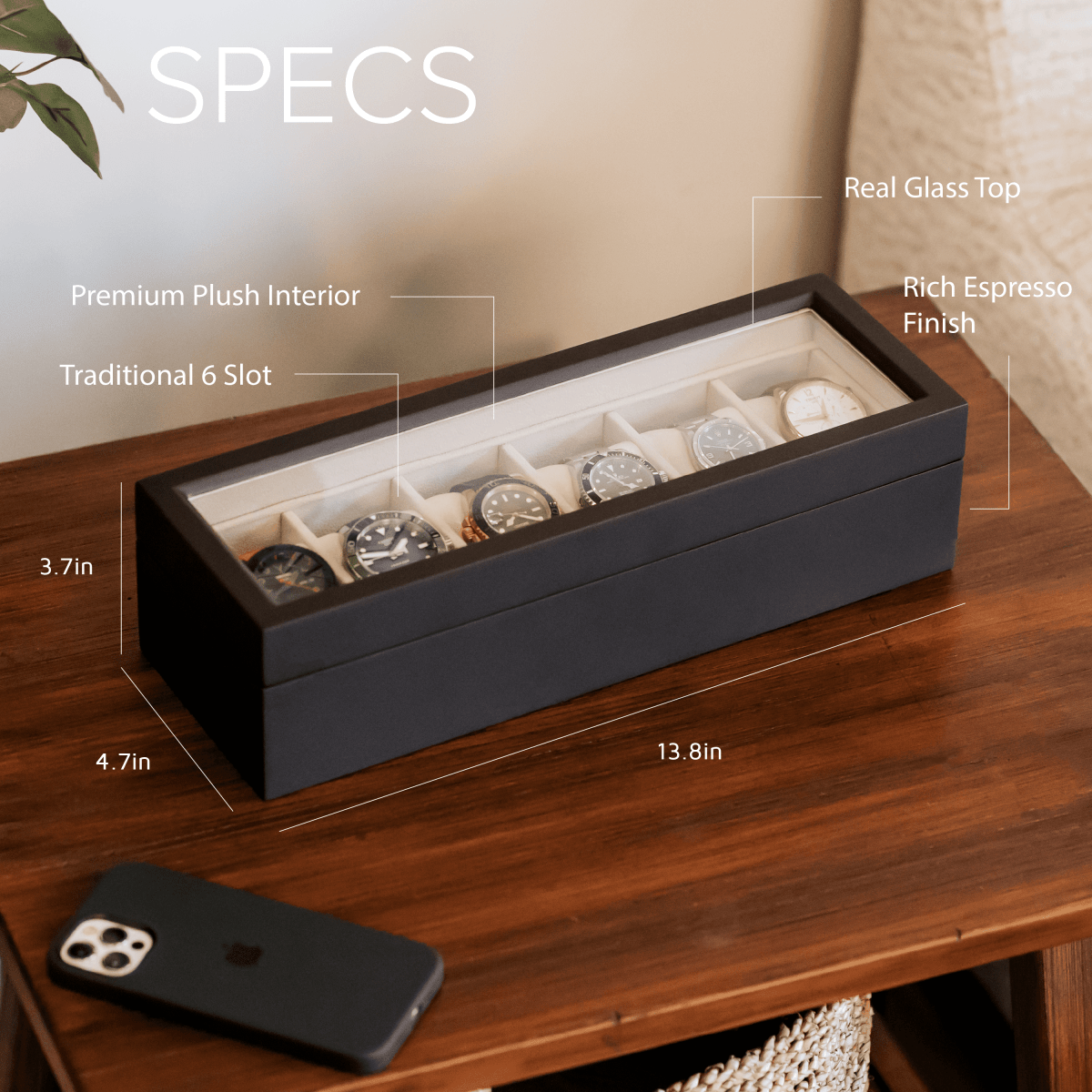 Unique Personalized Solid Wood Watch Box - 6 Slot Customized watch box Gifts for Men by Groovy Guy