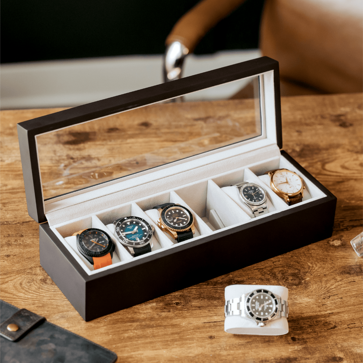 Unique Personalized Solid Wood Watch Box - 6 Slot Customized watch box Gifts for Men by Groovy Guy