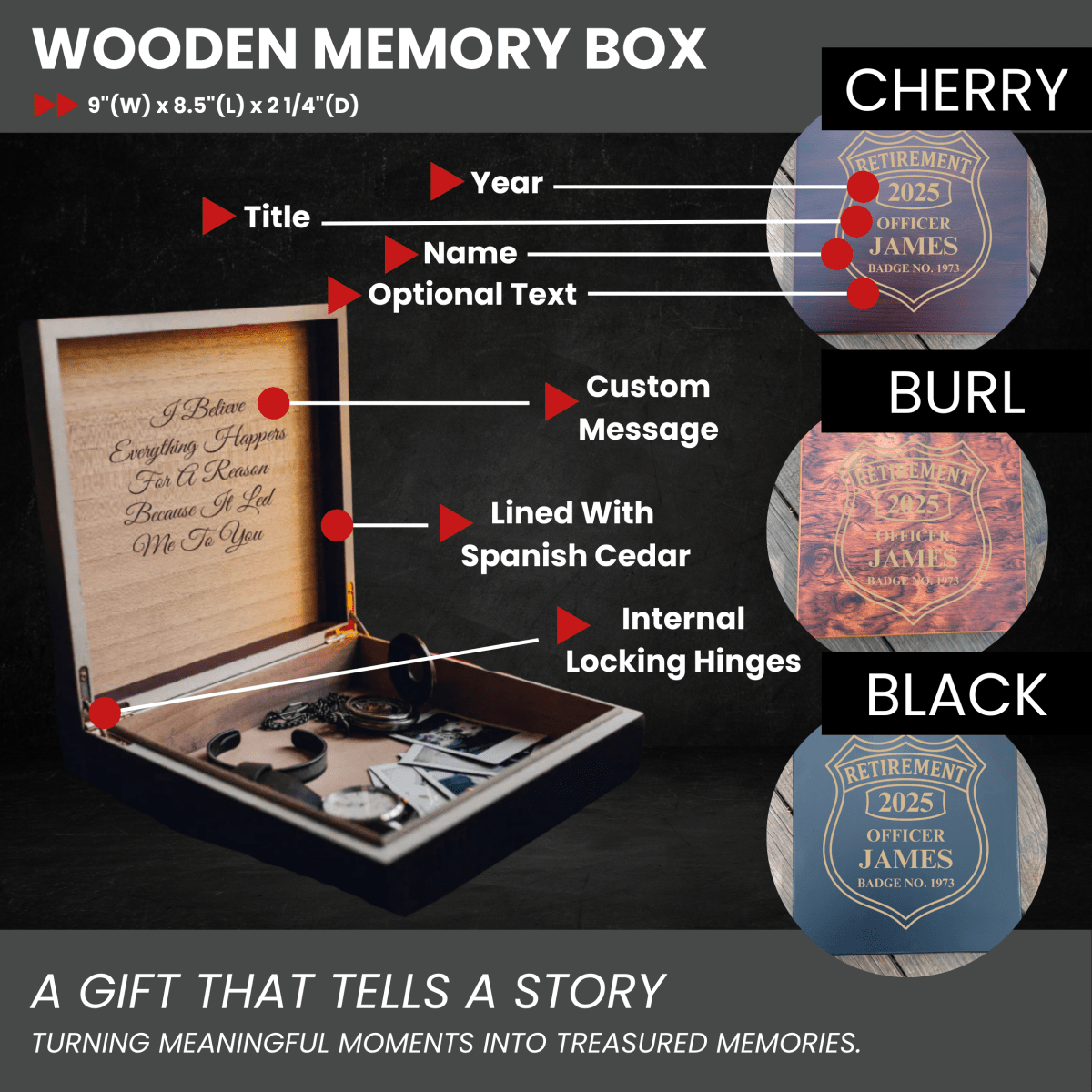 Unique Personalized Police Retirement Keepsake Box Customized Gifts for Men by Groovy Guy