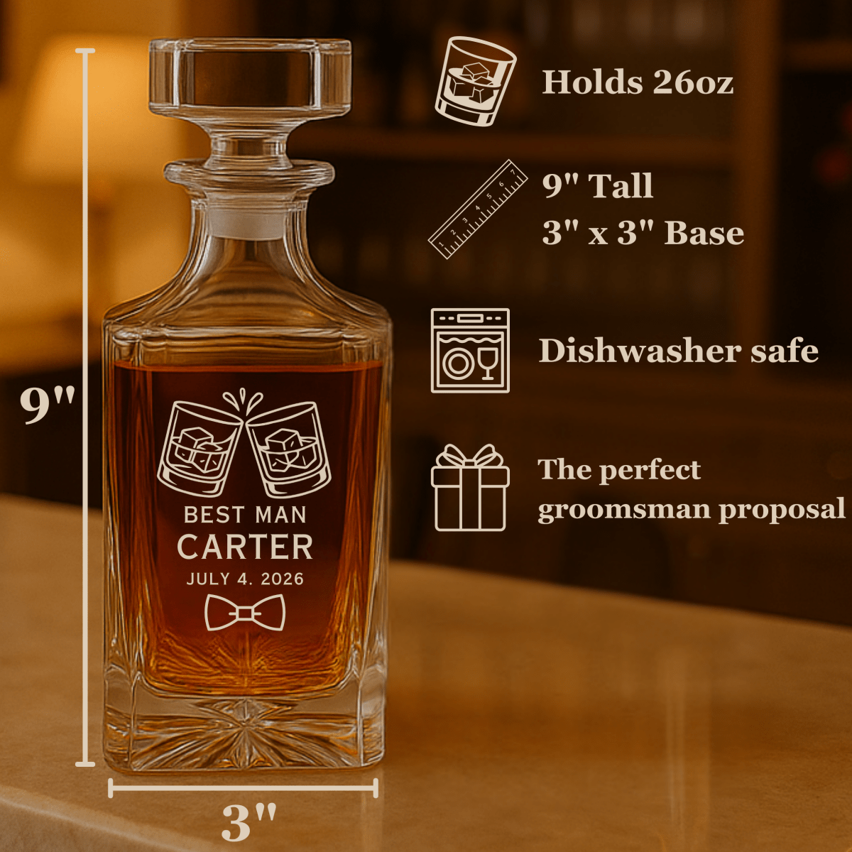 Unique Personalized Groomsmen Proposal Decanter Customized Groomsman Gifts Gifts for Men by Groovy Guy