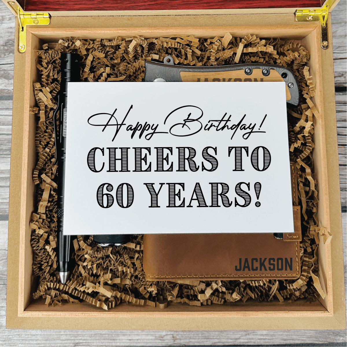Unique Personalized Cheers to 60 Years Gift Set Customized Birthday Gifts for Men by Groovy Guy