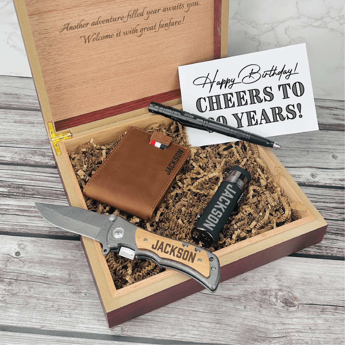 Unique Personalized Cheers to 60 Years Gift Set Customized Birthday Gifts for Men by Groovy Guy