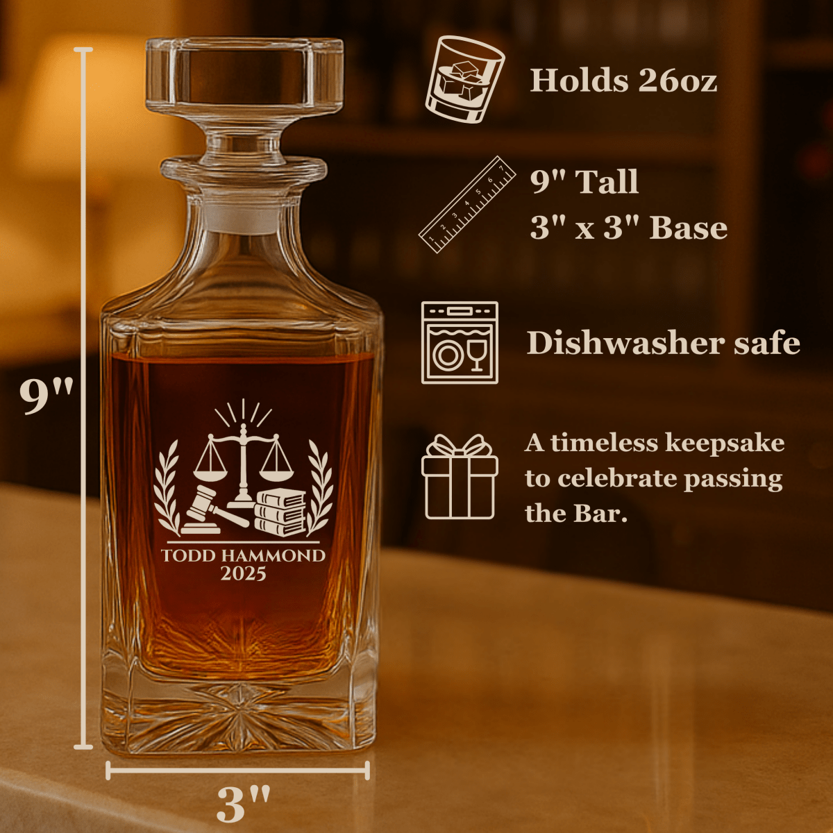 Unique Personalized Law School Graduation Decanter Customized graduation gifts for him Gifts for Men by Groovy Guy