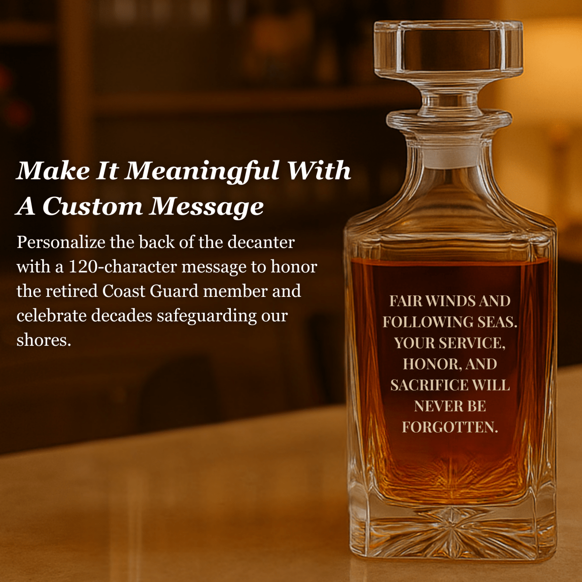 Unique Personalized Coast Guard Retirement Decanter Customized Decanter Set Gifts for Men by Groovy Guy