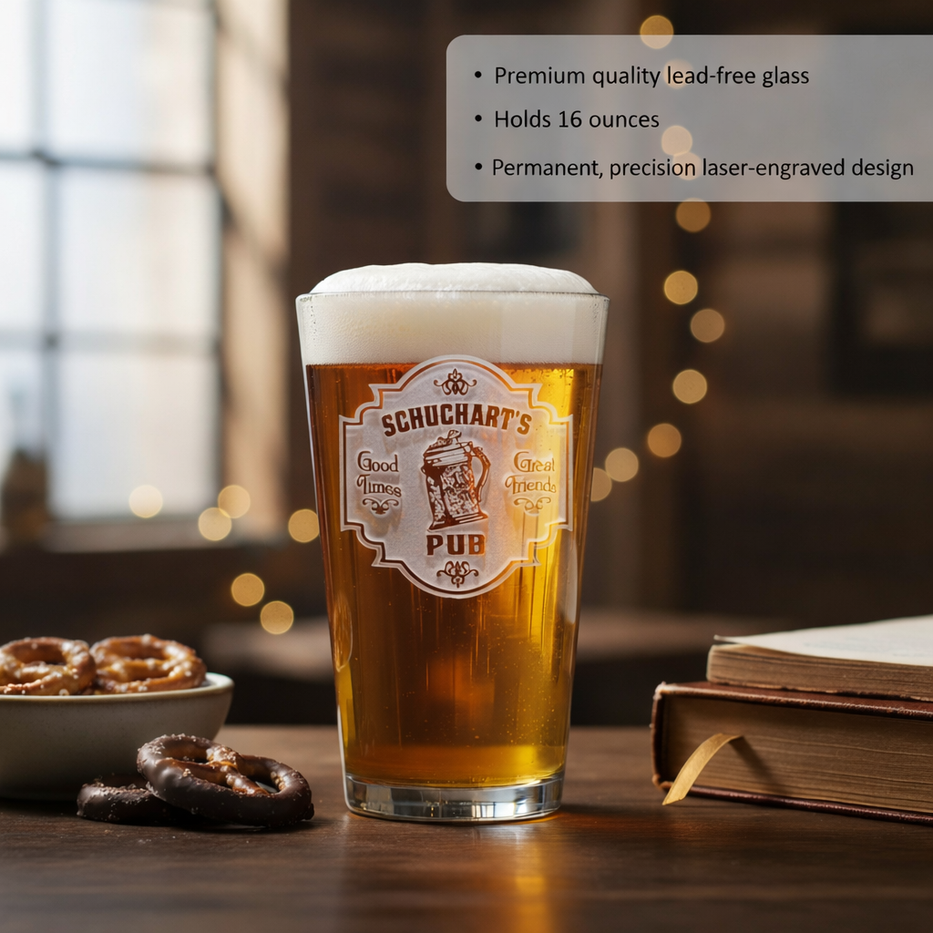 Personalized Bar Pub Sign Pint Glass Mug