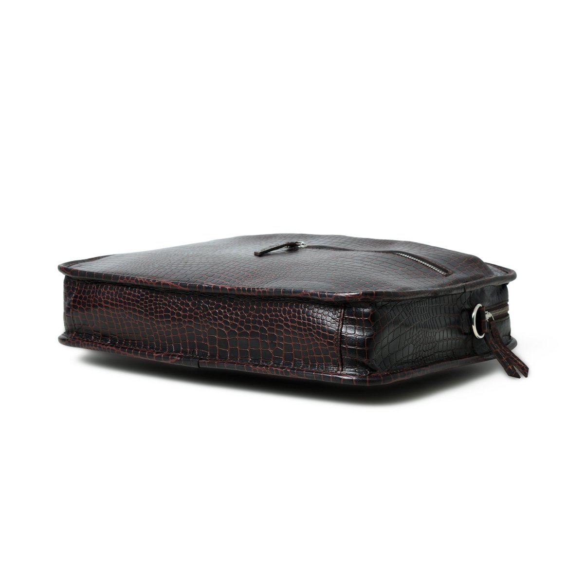 Unique Personalized Croco Leather Computer Bag, Dark Brown Customized Gifts for Men by Groovy Guy