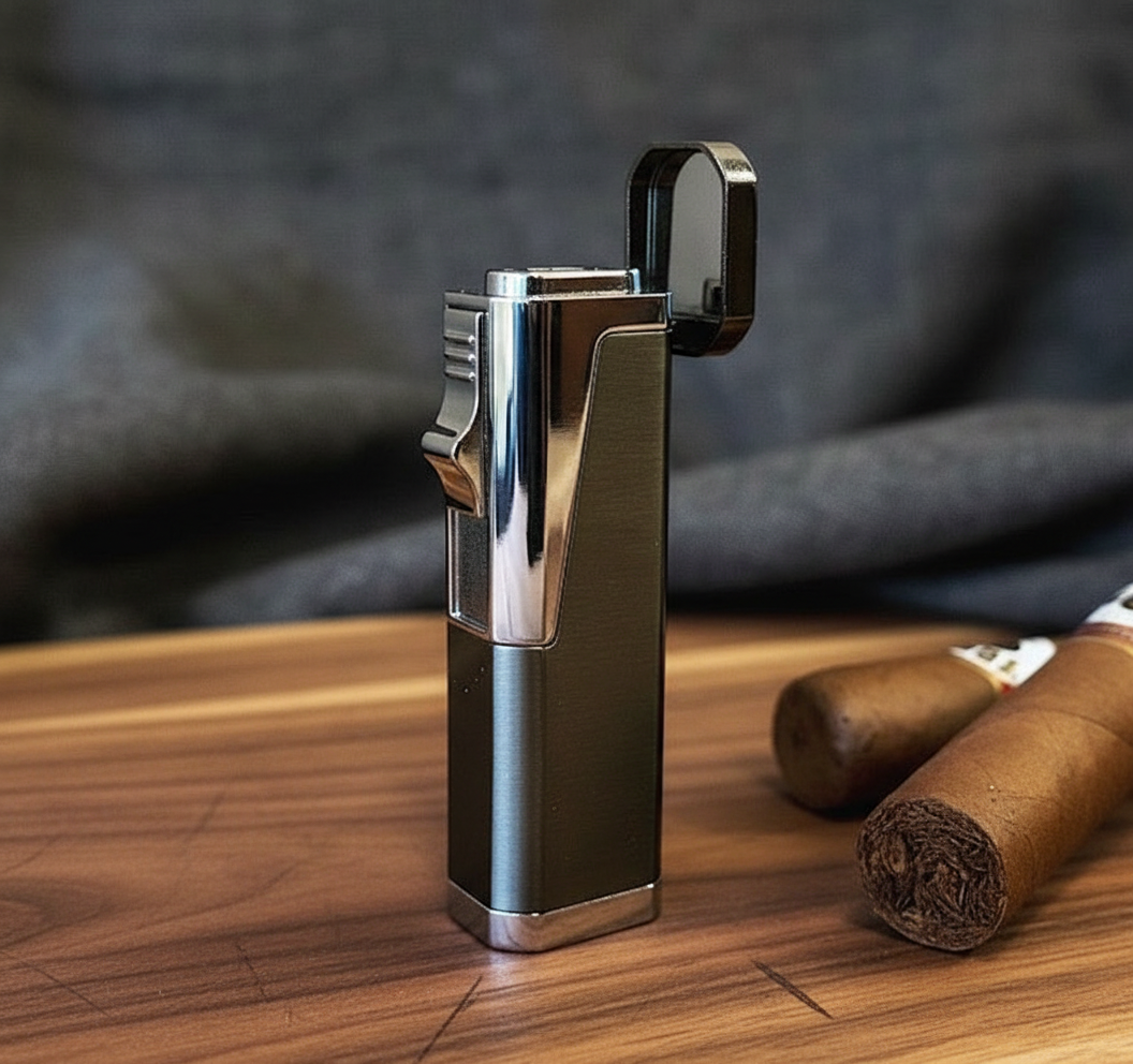 Cigar Torch Lighter with Built-In Cutter