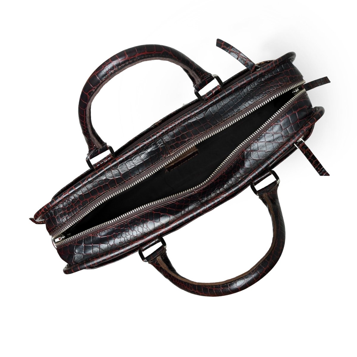 Unique Personalized Croco Leather Computer Bag, Dark Brown Customized Gifts for Men by Groovy Guy