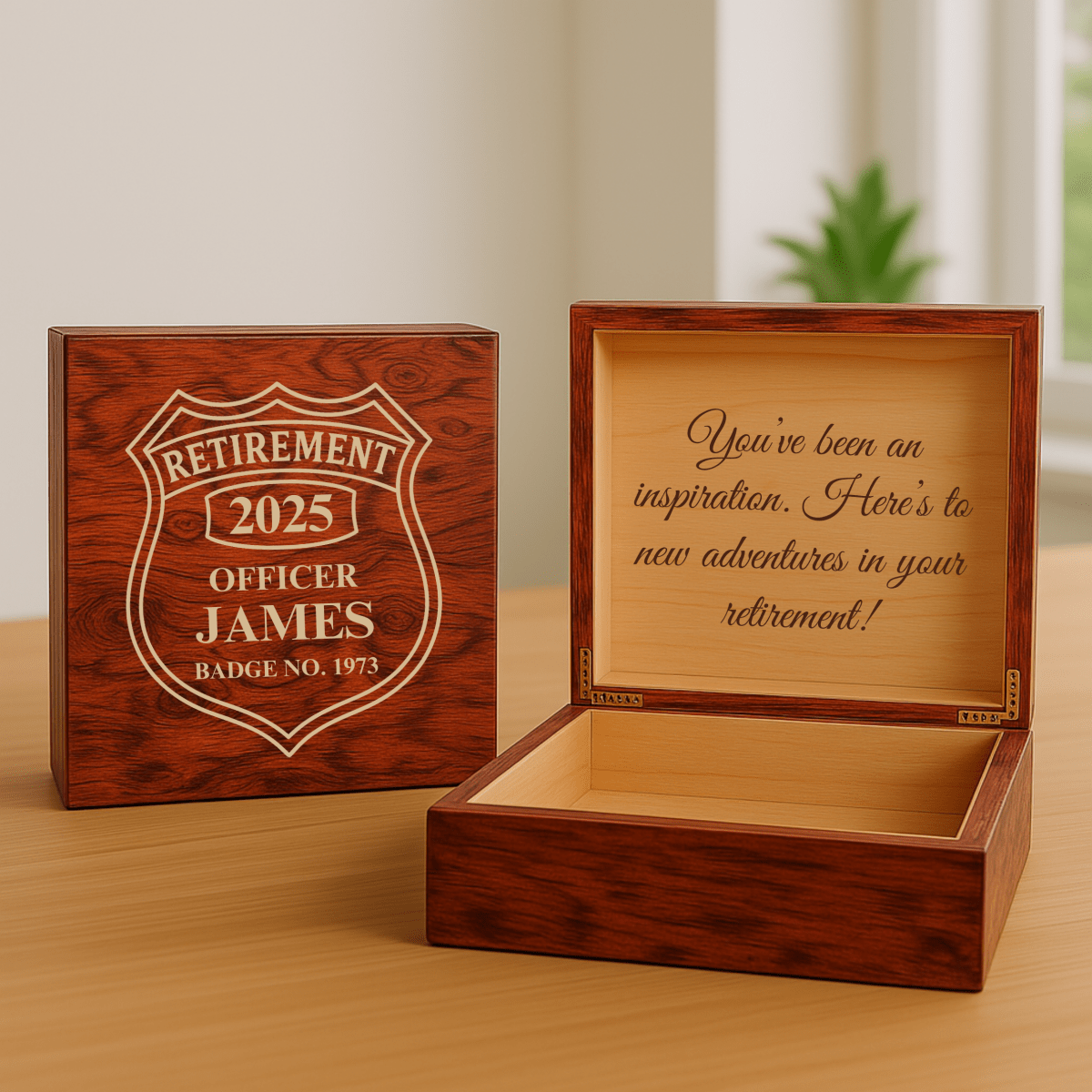 Unique Personalized Police Retirement Keepsake Box Customized Gifts for Men by Groovy Guy