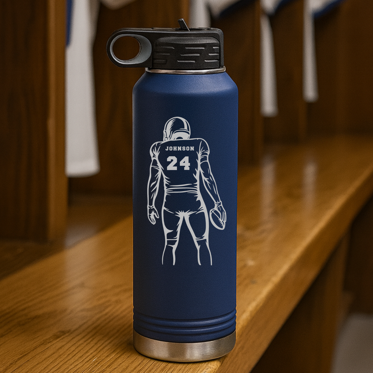Football Player Water Bottle
