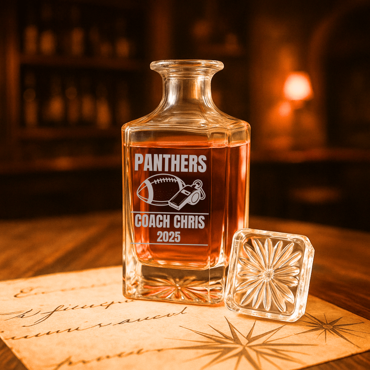 Unique Personalized Football Coach Decanter Customized Football Gifts for Men by Groovy Guy