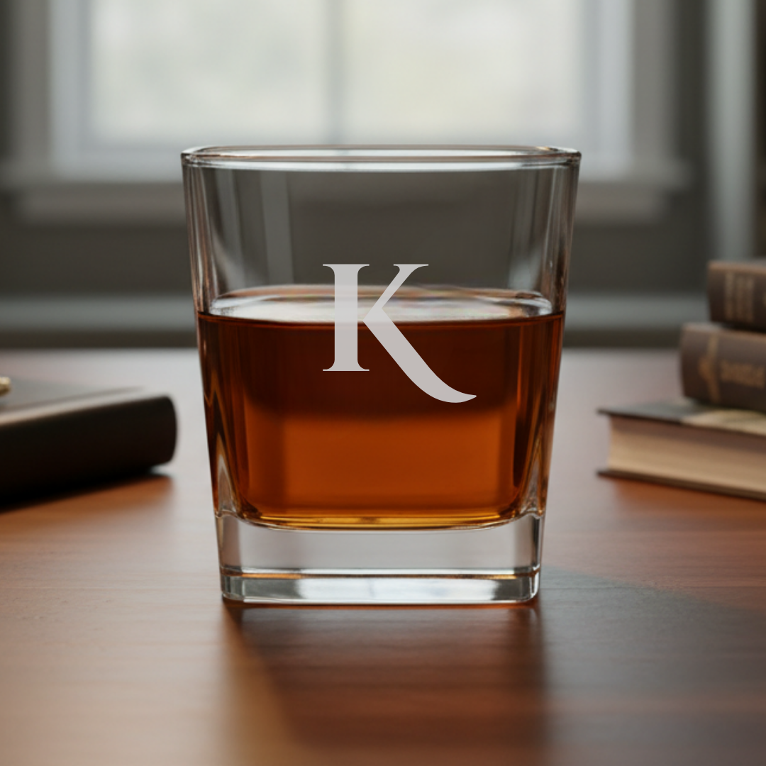 Initial Whiskey Glass