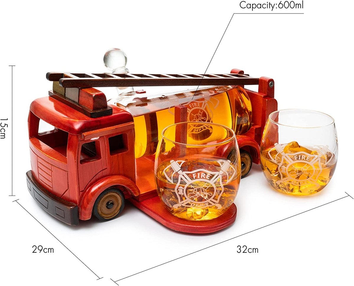 Unique Personalized Firetruck Whiskey Decanter Customized Gifts for Men by Groovy Guy