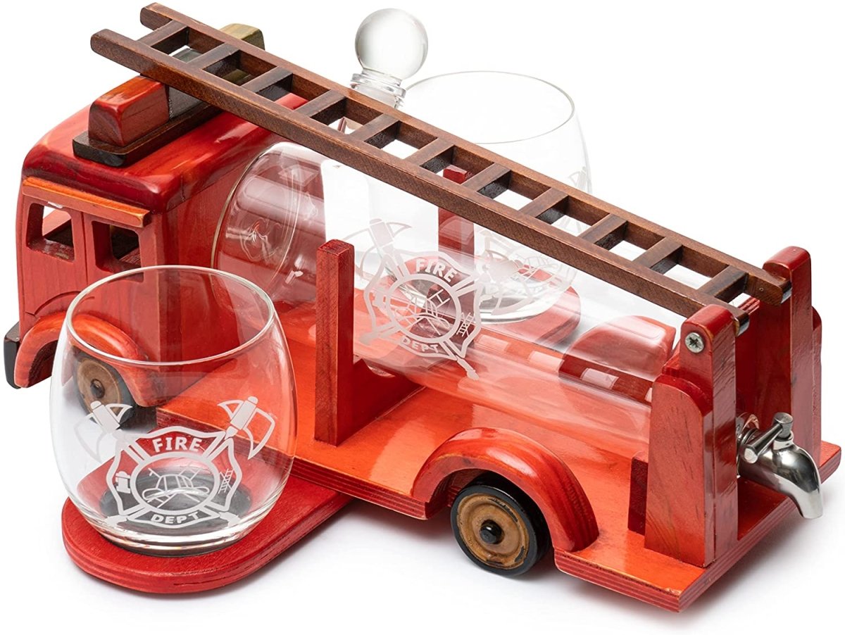 Unique Personalized Firetruck Whiskey Decanter Customized Gifts for Men by Groovy Guy