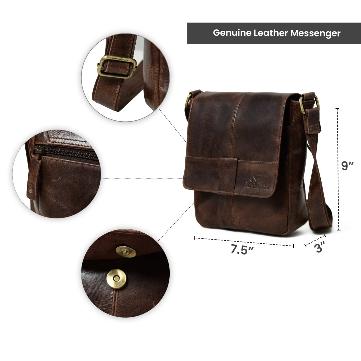 Unique Personalized Brown Leather Crossbody Bag Customized Gifts for Men by Groovy Guy